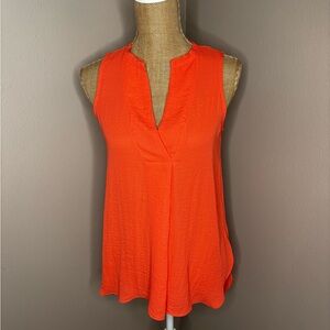 a.n.a. Vibrant Sleeveless Lightweight Orange/Peach Sheer Tunic Blouse Size XS